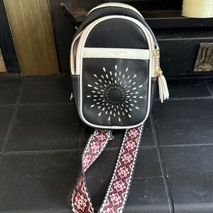 Patricia Nash Black and Cream Floral Crossbody Bag